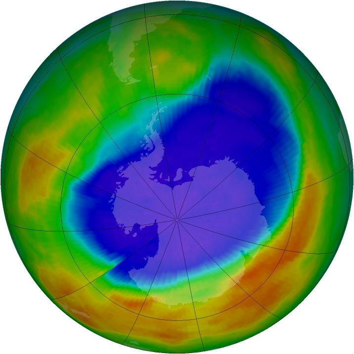Antarctic ozone map for 20 September 2002